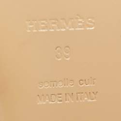 Pre Owned Hermès Brown Canvas and Leather Oz Flat Mules Size 39