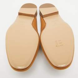 Pre Owned Hermès Brown Canvas and Leather Oz Flat Mules Size 39