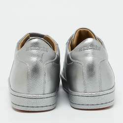 Hermes Silver Leather Quicker Low Top Sneakers Size 36.5