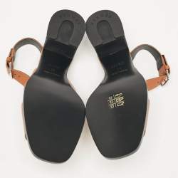 Pre Owned Hermès Brown Leather Elbe Slingback Sandals Size 39