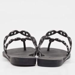 Hermès Black Rubber Chaine d'Ancre Rivage Slide Sandals Size 38