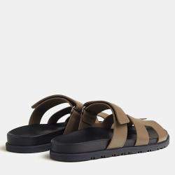 Hermes Etoupe Epsom Chypre Sandals Size 39