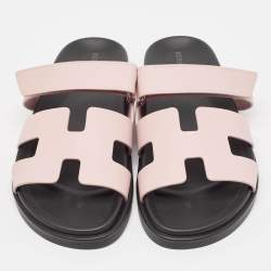 Hermès Beige Leather Chypre Flat Sandals Size 41