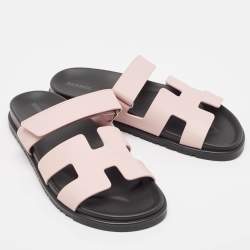Hermès Beige Leather Chypre Flat Sandals Size 41
