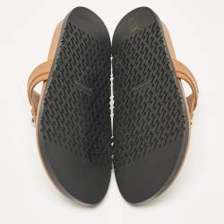 Hermes Brown Leather Empire Flat Sandals Size 38