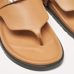 Hermes Brown Leather Empire Flat Sandals Size 38