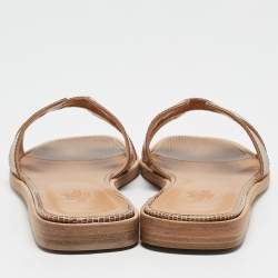 Hermes Beige Lizard Oran Slide Sandals Size 36