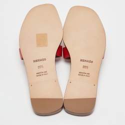 Hermes Red Leather Oran Slide Sandals Size 36.5