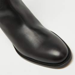 Hermès Black Leather H Jumping Knee Length Boots Size 40