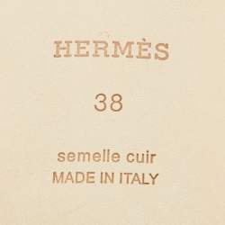 Pre Owned Hermes Green Leather Oran Flat Sandals Size 38