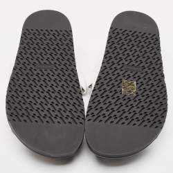 Pre Owned Hermes White Leather Chypre Flat Sandals Size 40.5