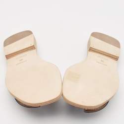 Hermes Blue Patent Leather Oran Flat Slides Size 36
