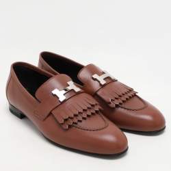 Hermes Brown Leather Royal Loafers & Moccasins Size 39