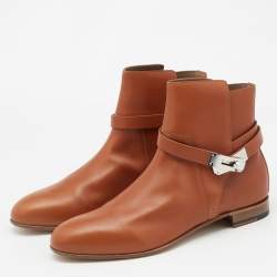 Hermès Brown Leather Neo Ankle Boots Size 41