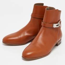 Hermes Brown Leather Neo Ankle Boots Size 39.5