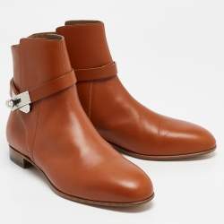 Hermes Brown Leather Neo Ankle Boots Size 39.5