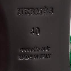 Hermes Green Suede Diamante Ankle Wrap Flat Sandals Size 40