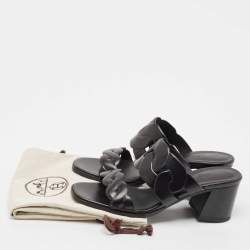 Pre Owned Hermes Black Leather Gaby Sandals Size 41