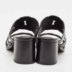 Pre Owned Hermes Black Leather Gaby Sandals Size 41