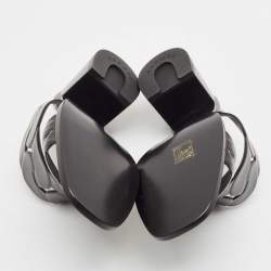 Pre Owned Hermes Black Leather Gaby Sandals Size 41
