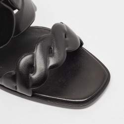 Pre Owned Hermes Black Leather Gaby Sandals Size 41