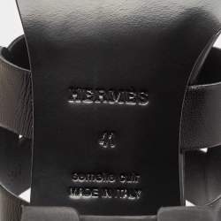 Pre Owned Hermes Black Leather Gaby Sandals Size 41