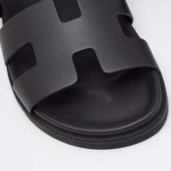 Pre Owned Hermès Black Leather Chypre Sandals Size 40