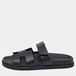 Pre Owned Hermès Black Leather Chypre Sandals Size 40