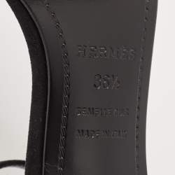 Pre Owned Hermes Black Suede Crystal Embellished Premiere Sandals Size 36.5