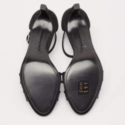 Pre Owned Hermes Black Suede Crystal Embellished Premiere Sandals Size 36.5