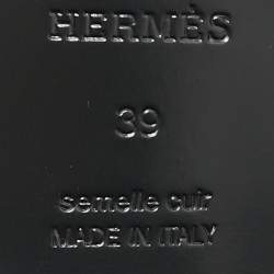 Pre Owned Hermes Black Leather Kute Slide Sandals Size 39