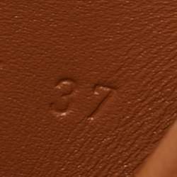 Pre Owned Hermes Brown Leather Eze Platform Cork Wedge Sandals Size 37