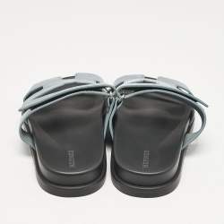 Hermes Blue Lizard Leather Chypre Flat Sandals Size 38