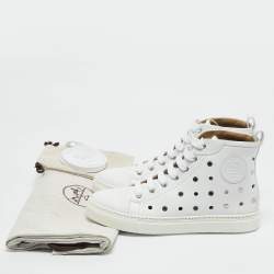 Hermes White Perforated Leather Jimmy High Top Sneakers Size 39