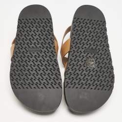 Hermes Brown Leather Genius Sandals Size 37.5