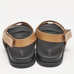 Hermes Brown Leather Genius Sandals Size 37.5