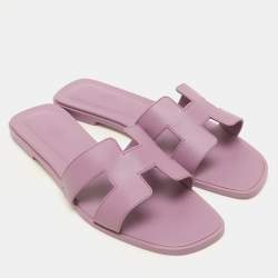 مملوكة مسبقًا Hermes Bruyère Leather Oran Flat Sandals Size 41.5