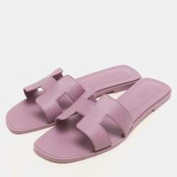 مملوكة مسبقًا Hermes Bruyère Leather Oran Flat Sandals Size 41.5