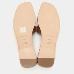 مملوكة مسبقًا Hermes Gold Leather Oran Flat Sandals Size 40.5
