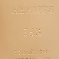 Hermes Brown/White Leather Oasis Slide Sandals Size 36.5