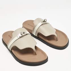 Hermes Beige Leather Empire Sandals Size 38