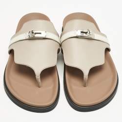 Hermes Beige Leather Empire Sandals Size 38