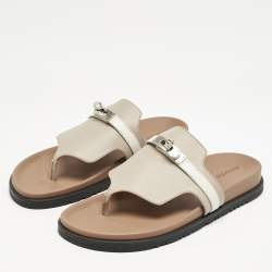 Hermes Beige Leather Empire Sandals Size 38