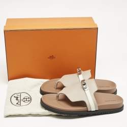Hermes Beige Leather Empire Sandals Size 38