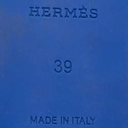Pre Owned Hermes Blue Rubber Chaine d'Ancre Rivage Flat Slide Sandals Size 39