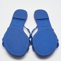 Pre Owned Hermes Blue Rubber Chaine d'Ancre Rivage Flat Slide Sandals Size 39