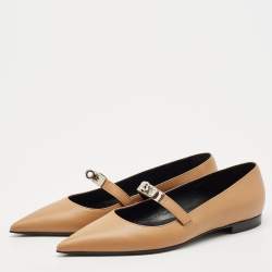 Pre Owned Hermès Brown Leather Pegase Mini Kelly Buckle Ballet Flats Size 36