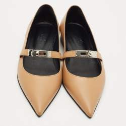 Pre Owned Hermès Brown Leather Pegase Mini Kelly Buckle Ballet Flats Size 36