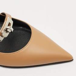 Pre Owned Hermès Brown Leather Pegase Mini Kelly Buckle Ballet Flats Size 36