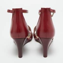 Pre Owned صندل هيرمس ليجيند جلد لامع خمري كعب روكي مقاس 42